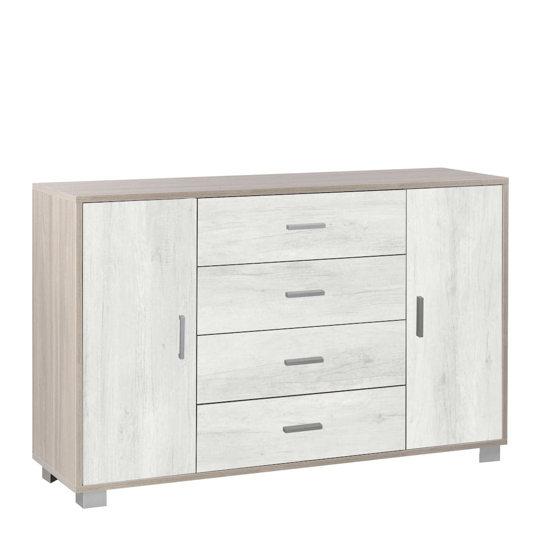 Mobile a 2 ante e 4 cassetti con ripiani regolabili – 136 x 41 x 86 cm - 49