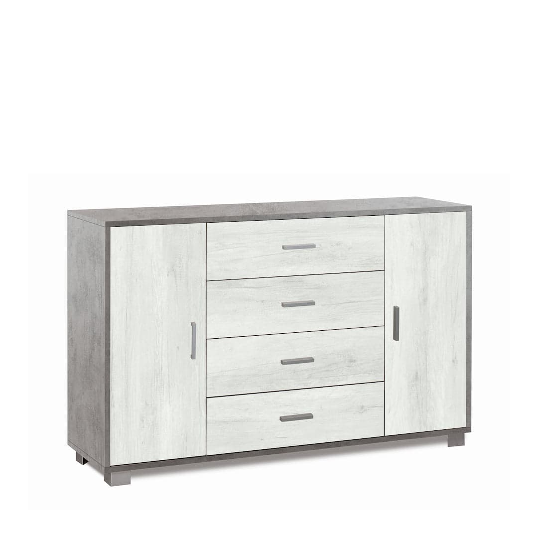 Mobile a 2 ante e 4 cassetti con ripiani regolabili – 136 x 41 x 86 cm - 43
