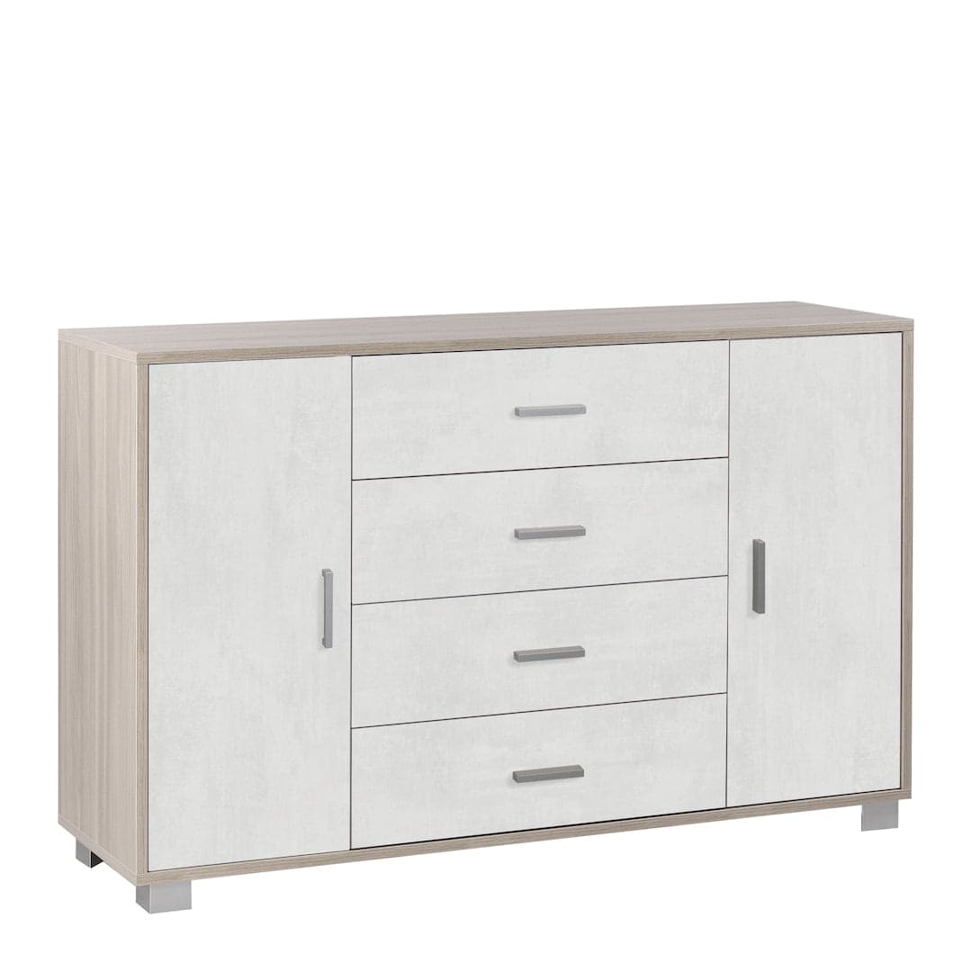 Mobile a 2 ante e 4 cassetti con ripiani regolabili – 136 x 41 x 86 cm - 18