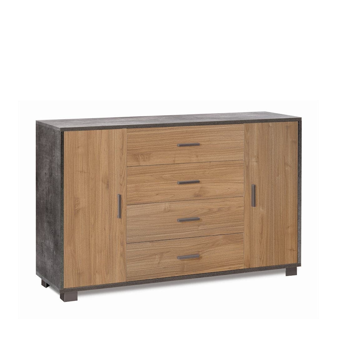 Mobile a 2 ante e 4 cassetti con ripiani regolabili – 136 x 41 x 86 cm - 22