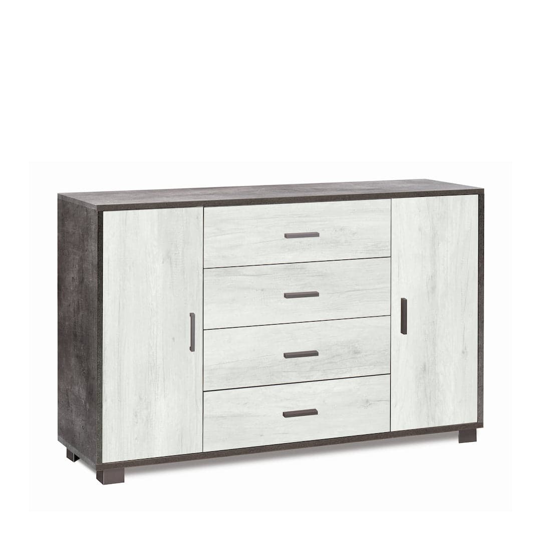 Mobile a 2 ante e 4 cassetti con ripiani regolabili – 136 x 41 x 86 cm - 24