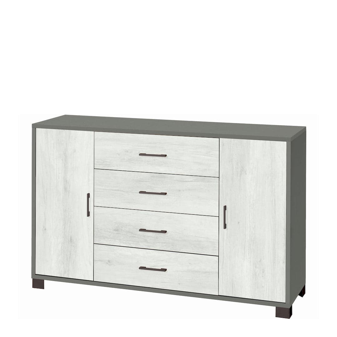 Mobile a 2 ante e 4 cassetti con ripiani regolabili – 136 x 41 x 86 cm - 25
