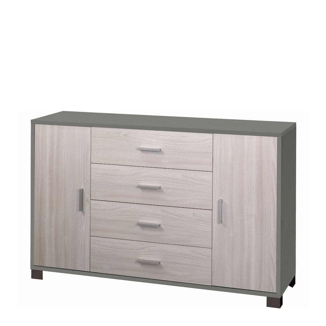 Mobile a 2 ante e 4 cassetti con ripiani regolabili – 136 x 41 x 86 cm - 27