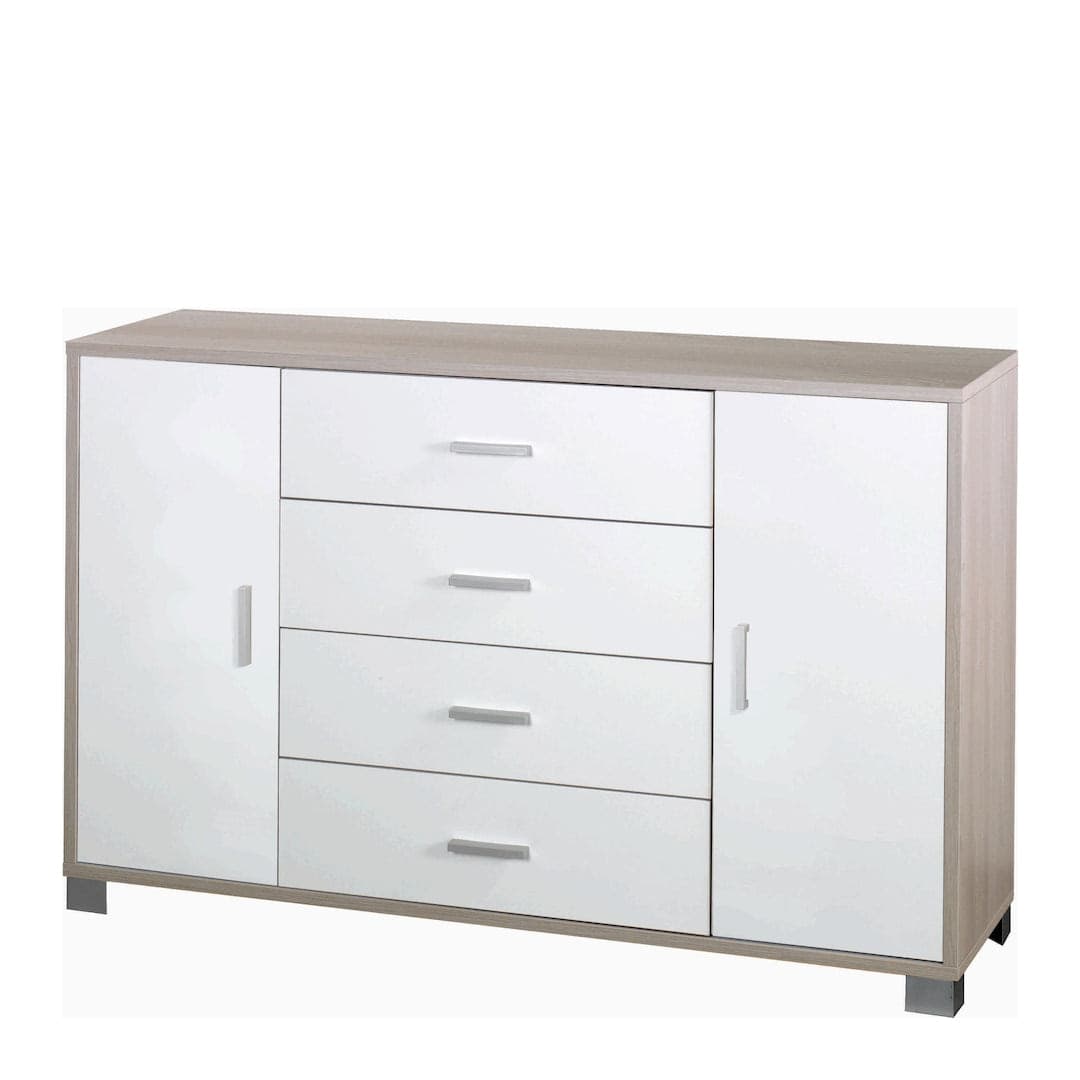 Mobile a 2 ante e 4 cassetti con ripiani regolabili – 136 x 41 x 86 cm - 30