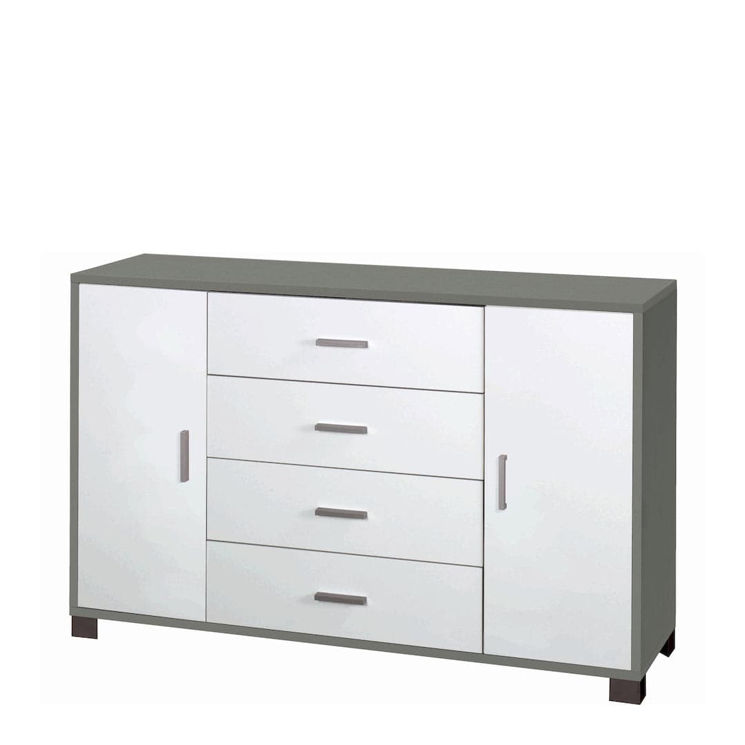 Mobile a 2 ante e 4 cassetti con ripiani regolabili – 136 x 41 x 86 cm - 32