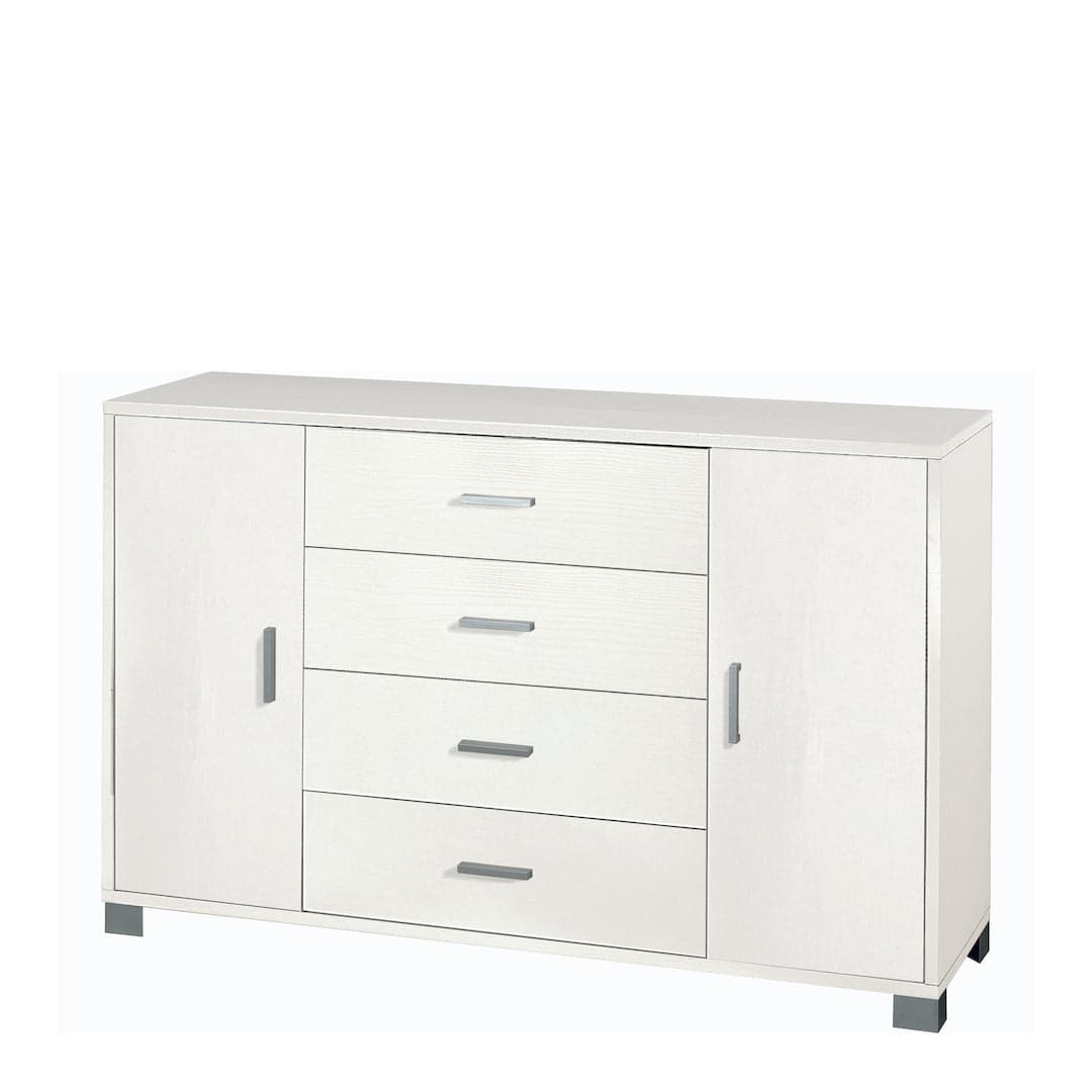 Mobile a 2 ante e 4 cassetti con ripiani regolabili – 136 x 41 x 86 cm