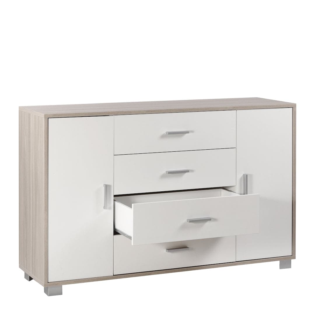 Mobile a 2 ante e 4 cassetti con ripiani regolabili – 136 x 41 x 86 cm - 9