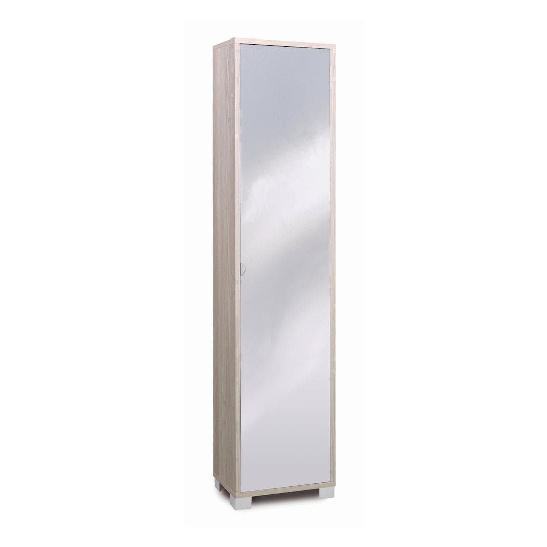 Colonna a 1 anta con specchio e 4 ripiani regolabili in pannello nobilitato – 43 x 29 x 190 cm - 4
