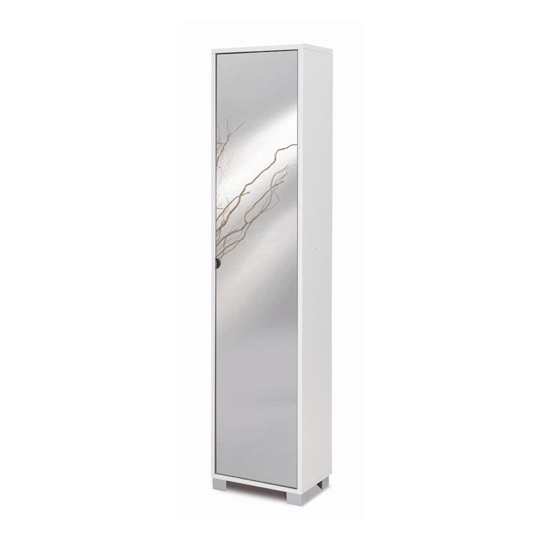 Colonna a 1 anta con specchio e 4 ripiani regolabili in pannello nobilitato – 43 x 29 x 190 cm - 6