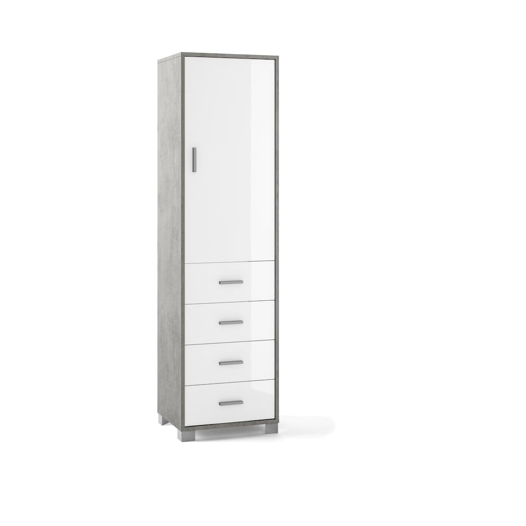 Colonna a 1 anta, 4 cassetti e 2 ripiani regolabili, in pannello nobilitato – 50 x 41 x 183 cm - 53