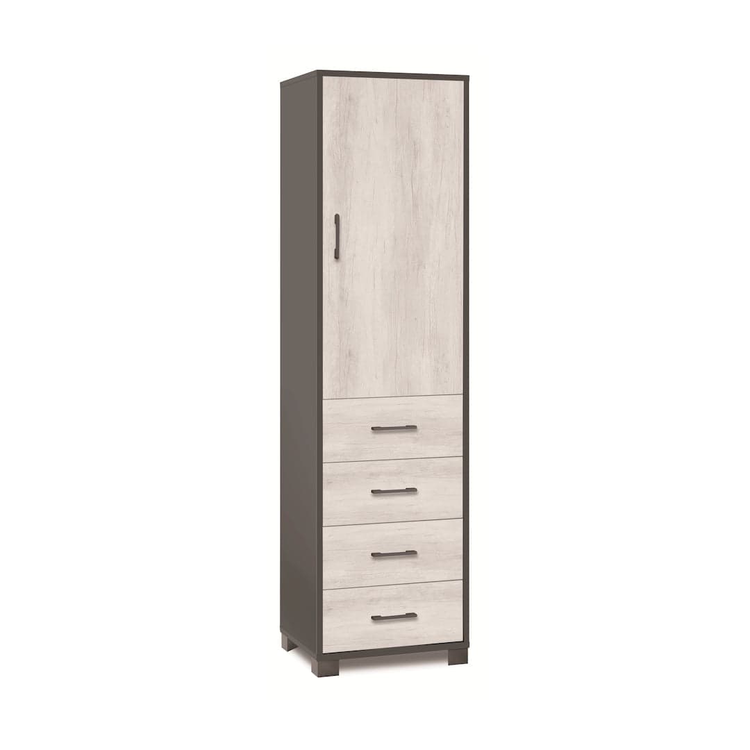 Colonna a 1 anta, 4 cassetti e 2 ripiani regolabili, in pannello nobilitato – 50 x 41 x 183 cm - 51