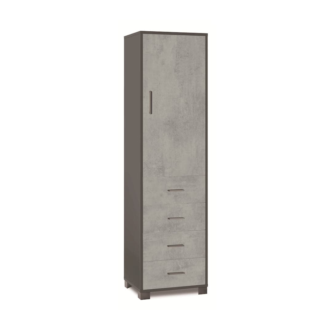 Colonna a 1 anta, 4 cassetti e 2 ripiani regolabili, in pannello nobilitato – 50 x 41 x 183 cm - 48