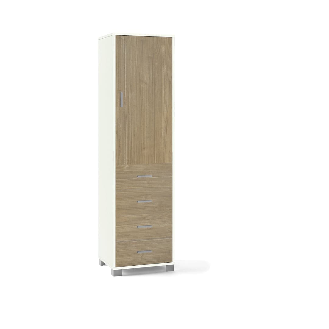 Colonna a 1 anta, 4 cassetti e 2 ripiani regolabili, in pannello nobilitato – 50 x 41 x 183 cm - 30