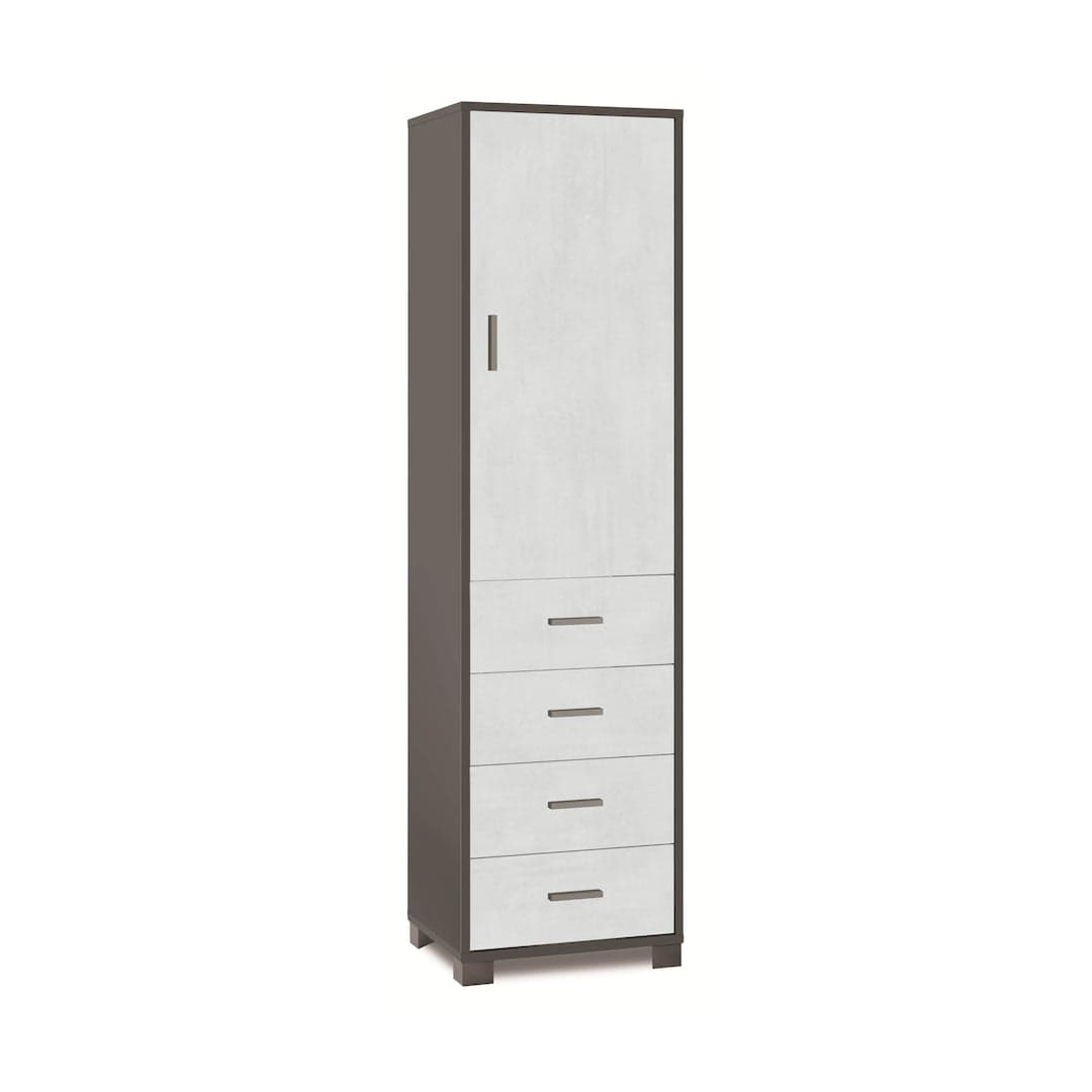 Colonna a 1 anta, 4 cassetti e 2 ripiani regolabili, in pannello nobilitato – 50 x 41 x 183 cm - 50