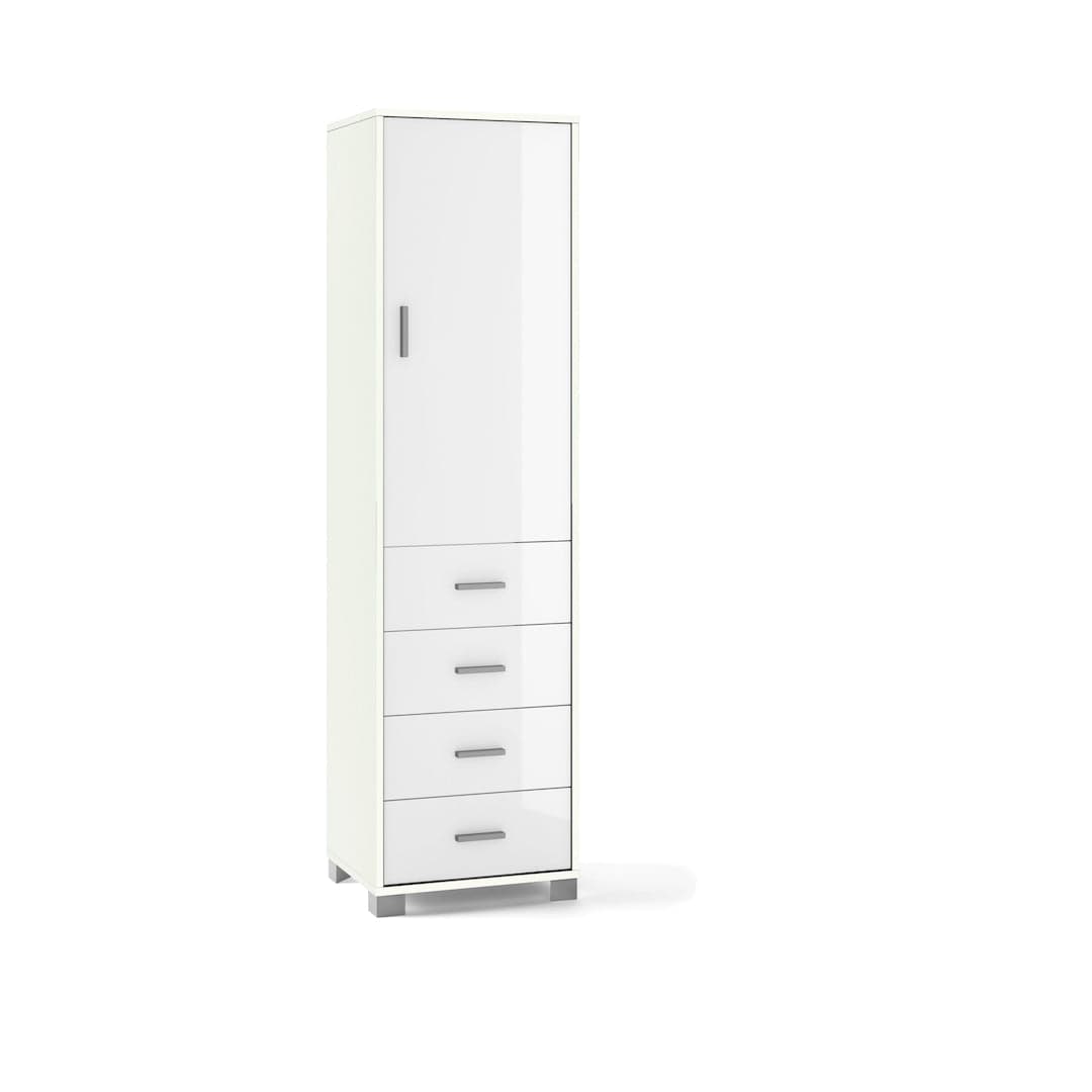 Colonna a 1 anta, 4 cassetti e 2 ripiani regolabili, in pannello nobilitato – 50 x 41 x 183 cm - 52