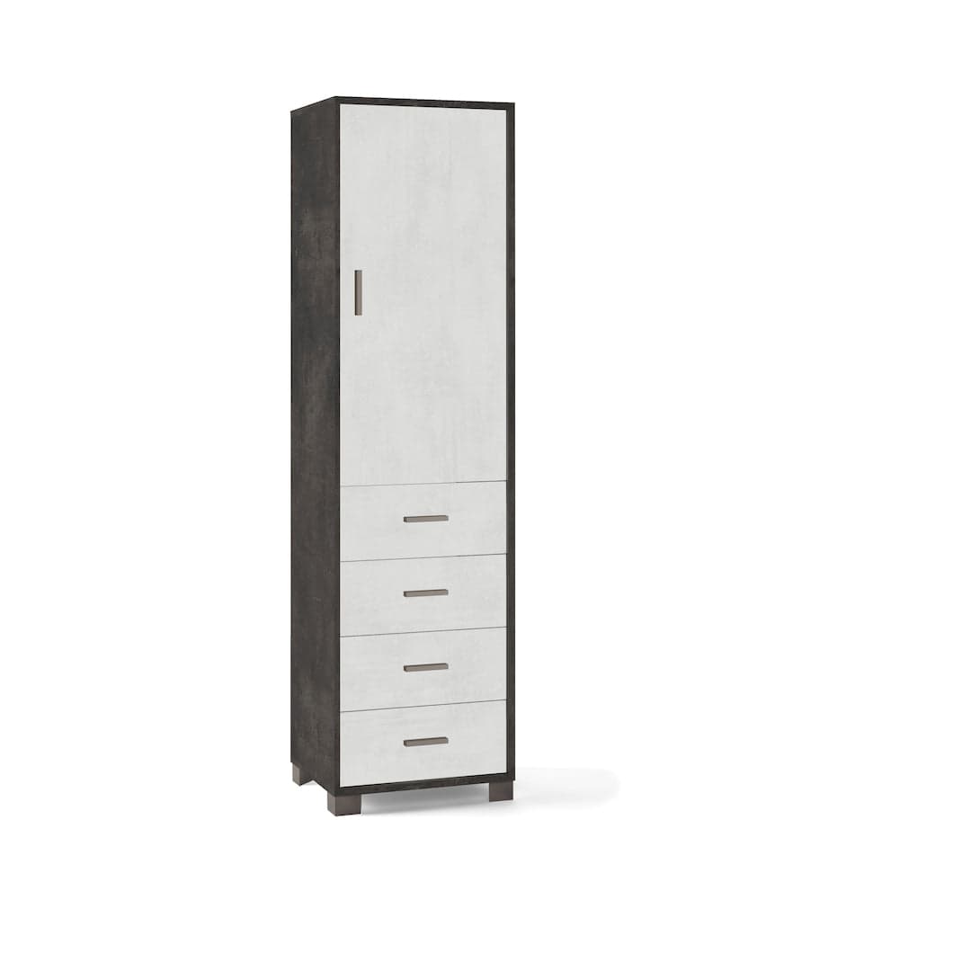 Colonna a 1 anta, 4 cassetti e 2 ripiani regolabili, in pannello nobilitato – 50 x 41 x 183 cm - 45