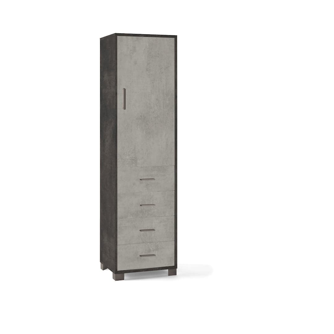 Colonna a 1 anta, 4 cassetti e 2 ripiani regolabili, in pannello nobilitato – 50 x 41 x 183 cm - 43