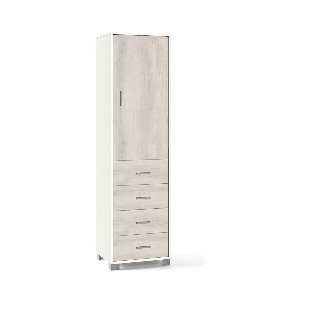 Colonna a 1 anta, 4 cassetti e 2 ripiani regolabili, in pannello nobilitato – 50 x 41 x 183 cm - 33
