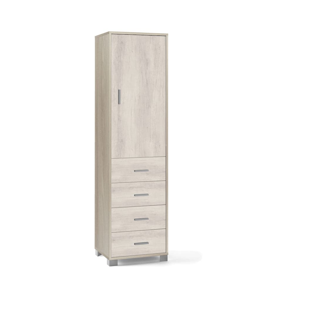 Colonna a 1 anta, 4 cassetti e 2 ripiani regolabili, in pannello nobilitato – 50 x 41 x 183 cm - 42