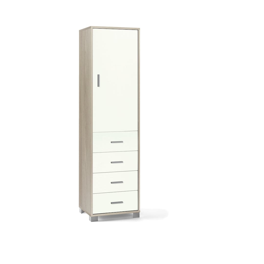 Colonna a 1 anta, 4 cassetti e 2 ripiani regolabili, in pannello nobilitato – 50 x 41 x 183 cm - 39