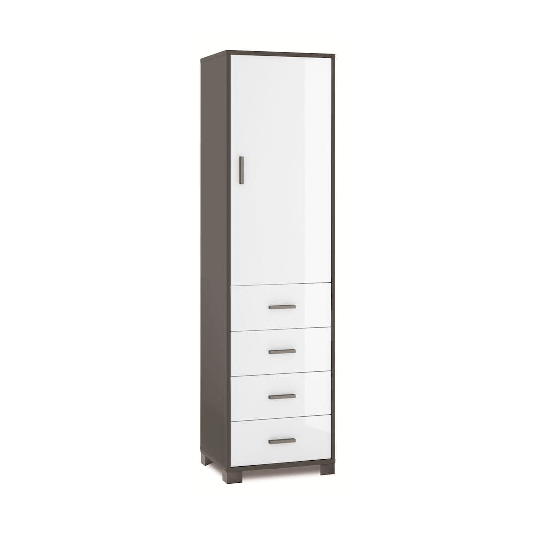 Colonna a 1 anta, 4 cassetti e 2 ripiani regolabili, in pannello nobilitato – 50 x 41 x 183 cm - 55