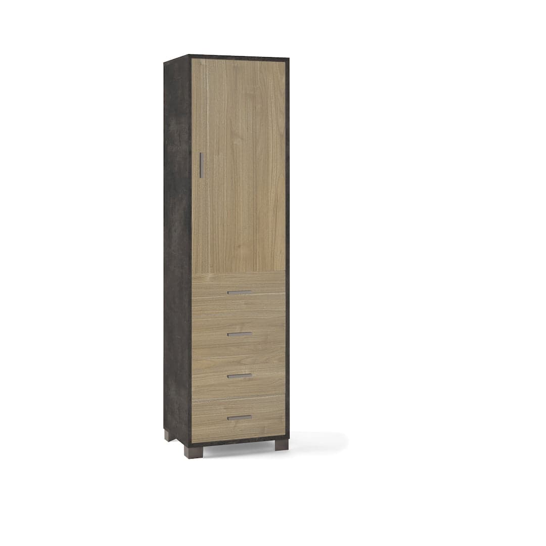 Colonna a 1 anta, 4 cassetti e 2 ripiani regolabili, in pannello nobilitato – 50 x 41 x 183 cm - 44