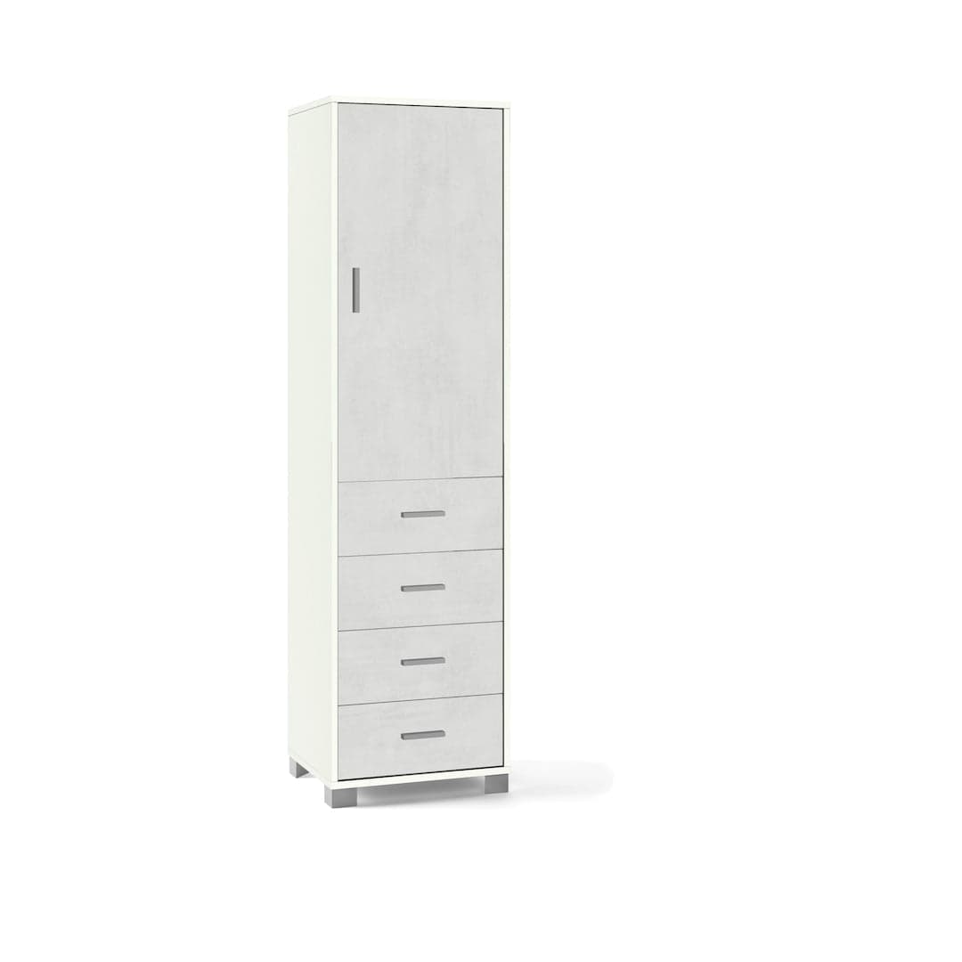 Colonna a 1 anta, 4 cassetti e 2 ripiani regolabili, in pannello nobilitato – 50 x 41 x 183 cm - 32