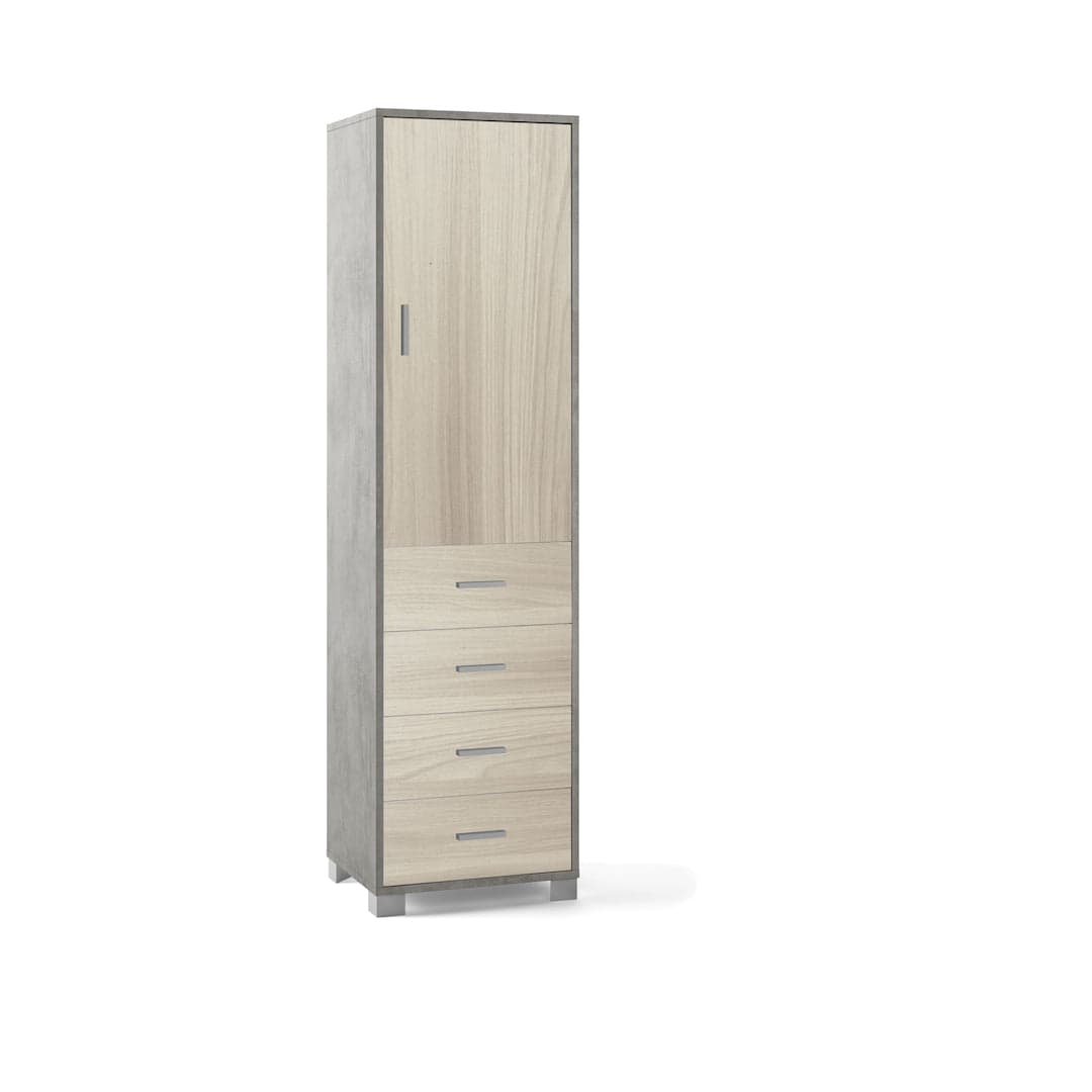 Colonna a 1 anta, 4 cassetti e 2 ripiani regolabili, in pannello nobilitato – 50 x 41 x 183 cm - 36