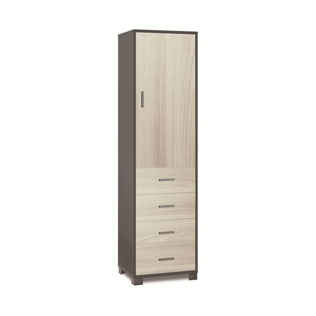 Colonna a 1 anta, 4 cassetti e 2 ripiani regolabili, in pannello nobilitato – 50 x 41 x 183 cm - 49