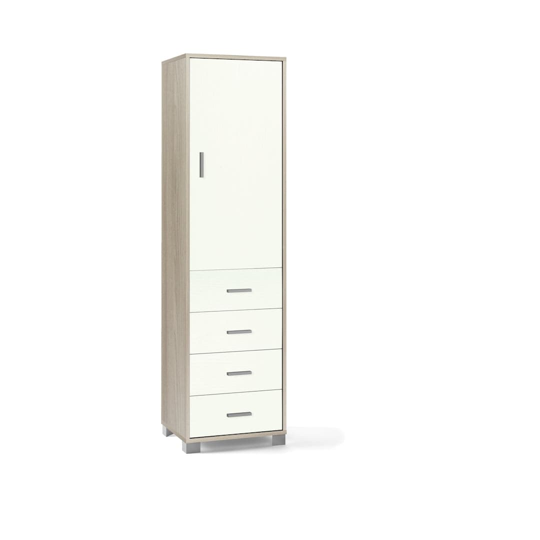 Colonna a 1 anta, 4 cassetti e 2 ripiani regolabili, in pannello nobilitato – 50 x 41 x 183 cm - 11