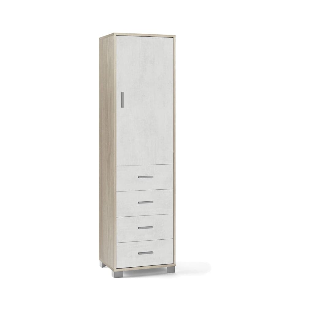 Colonna a 1 anta, 4 cassetti e 2 ripiani regolabili, in pannello nobilitato – 50 x 41 x 183 cm - 13