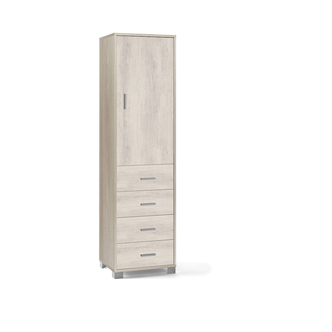 Colonna a 1 anta, 4 cassetti e 2 ripiani regolabili, in pannello nobilitato – 50 x 41 x 183 cm - 14
