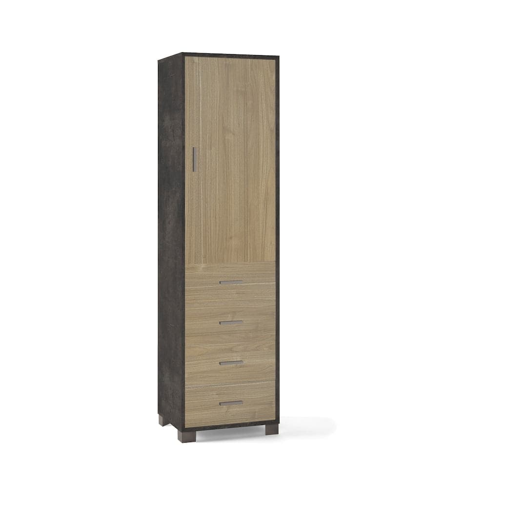 Colonna a 1 anta, 4 cassetti e 2 ripiani regolabili, in pannello nobilitato – 50 x 41 x 183 cm - 16
