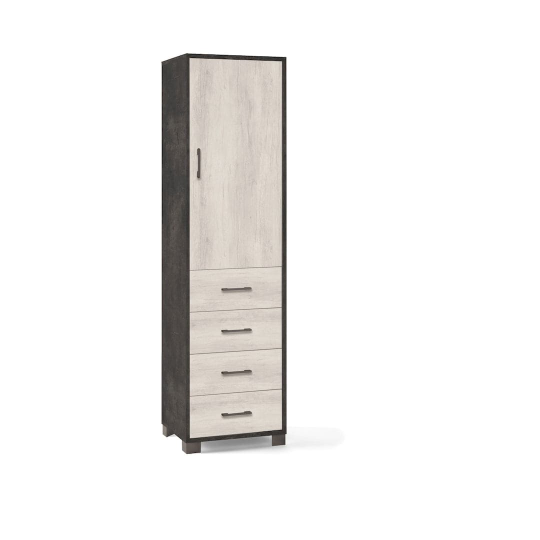 Colonna a 1 anta, 4 cassetti e 2 ripiani regolabili, in pannello nobilitato – 50 x 41 x 183 cm - 18