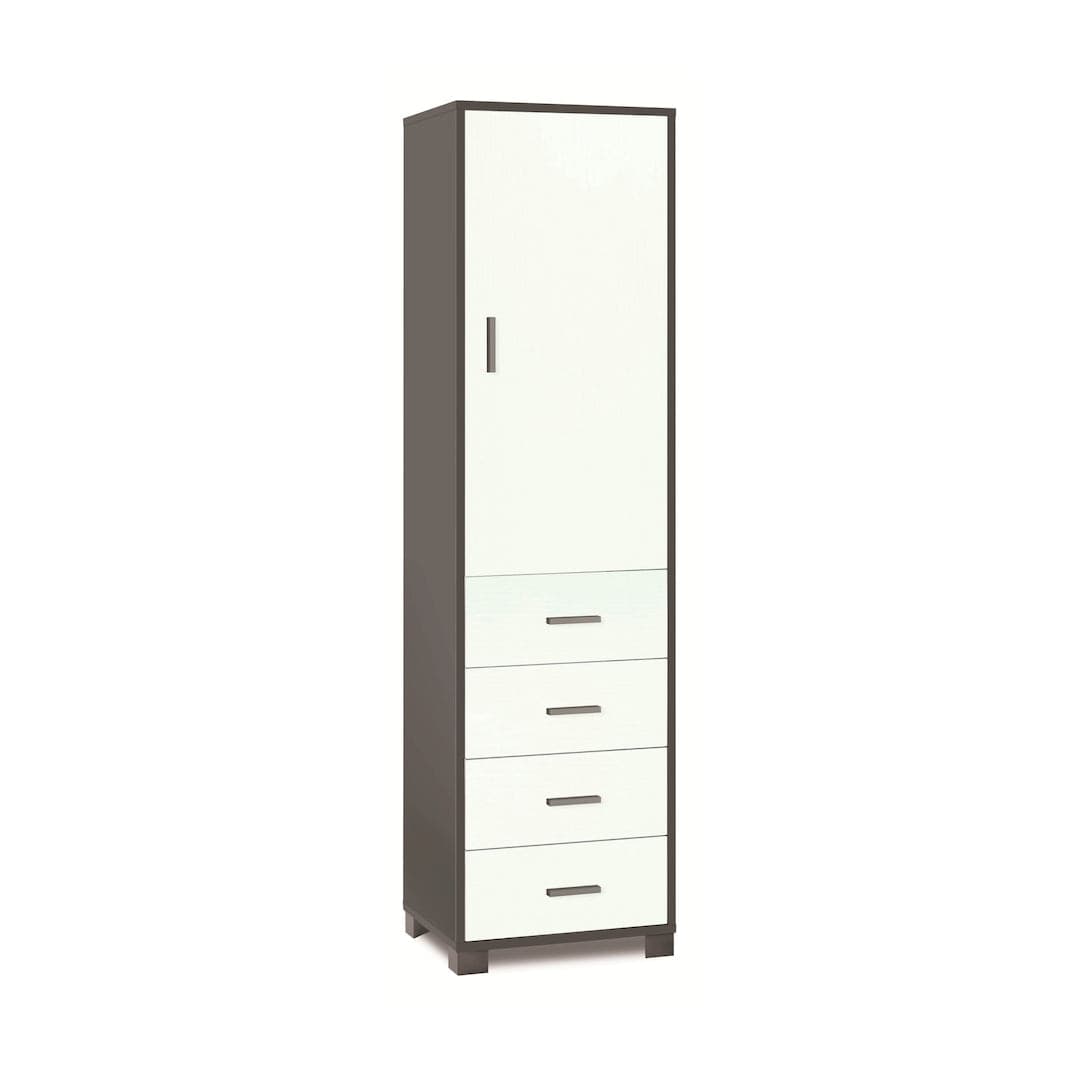Colonna a 1 anta, 4 cassetti e 2 ripiani regolabili, in pannello nobilitato – 50 x 41 x 183 cm - 19