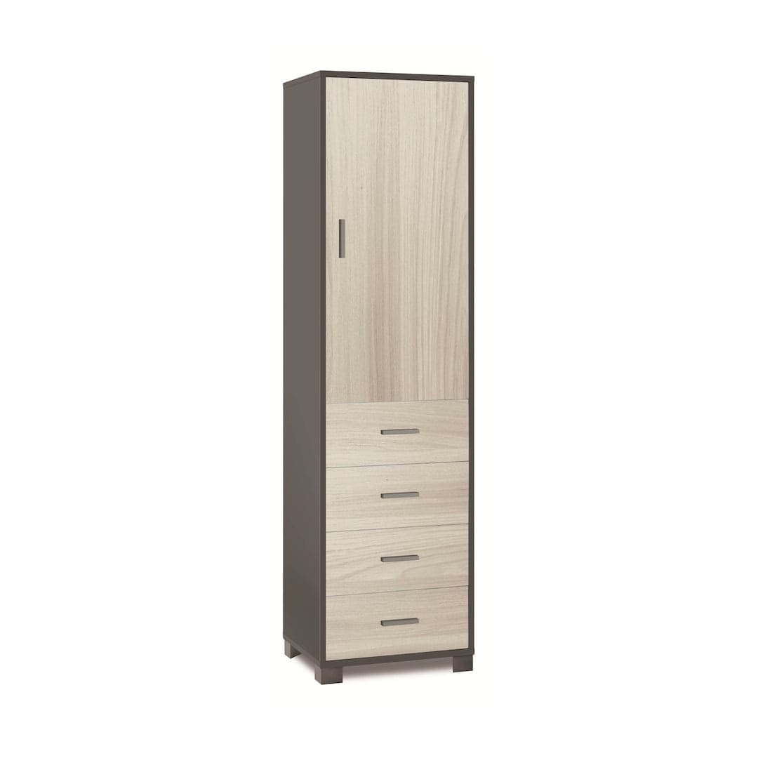 Colonna a 1 anta, 4 cassetti e 2 ripiani regolabili, in pannello nobilitato – 50 x 41 x 183 cm - 21