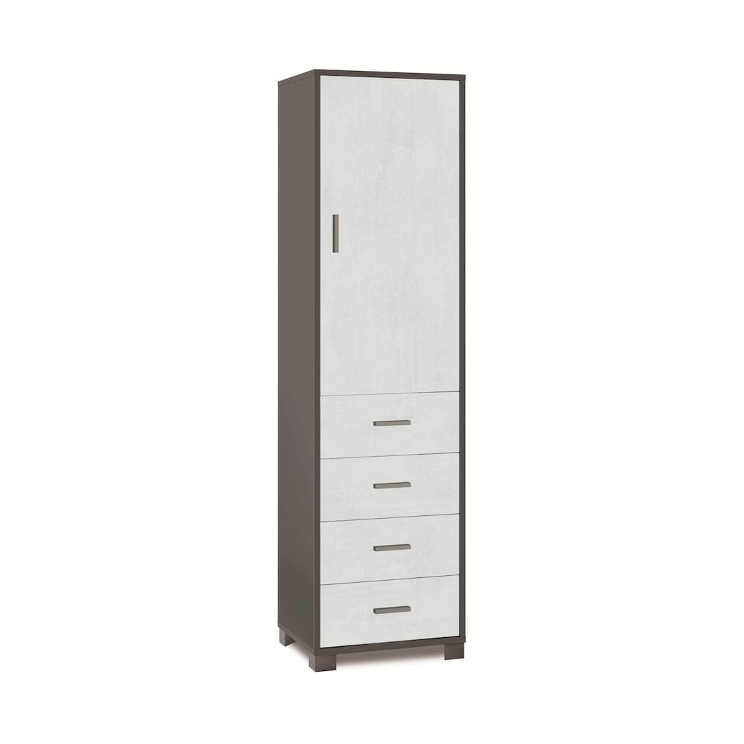 Colonna a 1 anta, 4 cassetti e 2 ripiani regolabili, in pannello nobilitato – 50 x 41 x 183 cm - 22
