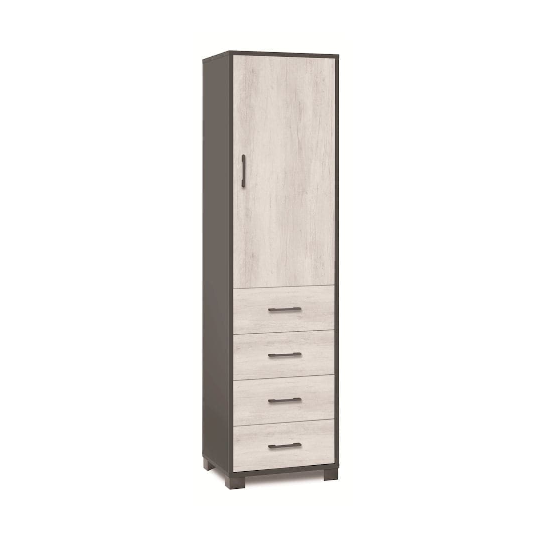 Colonna a 1 anta, 4 cassetti e 2 ripiani regolabili, in pannello nobilitato – 50 x 41 x 183 cm - 23