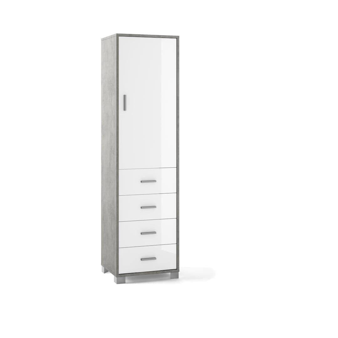 Colonna a 1 anta, 4 cassetti e 2 ripiani regolabili, in pannello nobilitato – 50 x 41 x 183 cm - 25