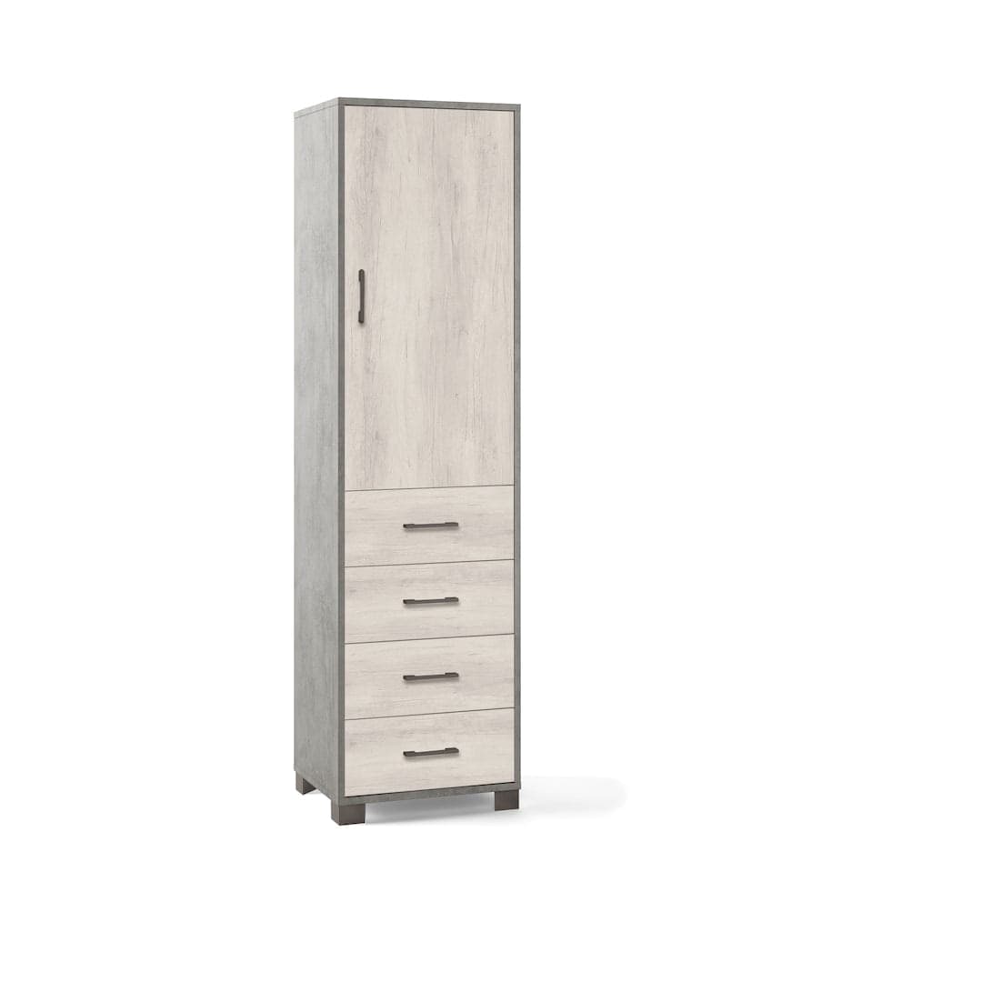 Colonna a 1 anta, 4 cassetti e 2 ripiani regolabili, in pannello nobilitato – 50 x 41 x 183 cm - 10
