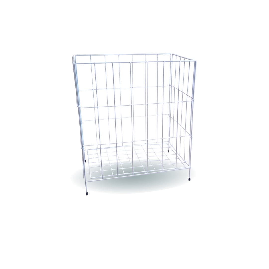 Cestello pieghevole a 4 lati, in filo metallico verniciato bianco – 39 x 28 x 45 cm - 3