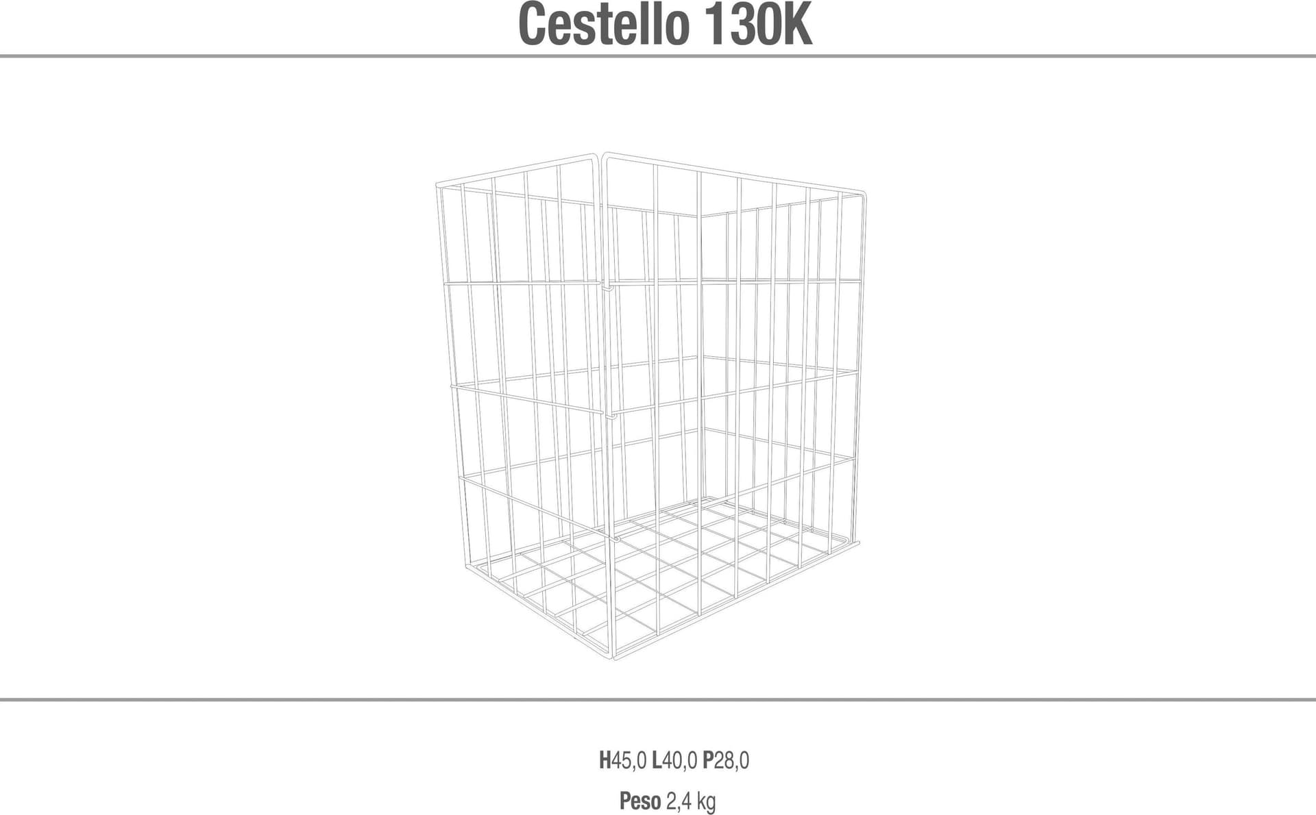 Cestello pieghevole a 4 lati, in filo metallico verniciato bianco – 39 x 28 x 45 cm - 2
