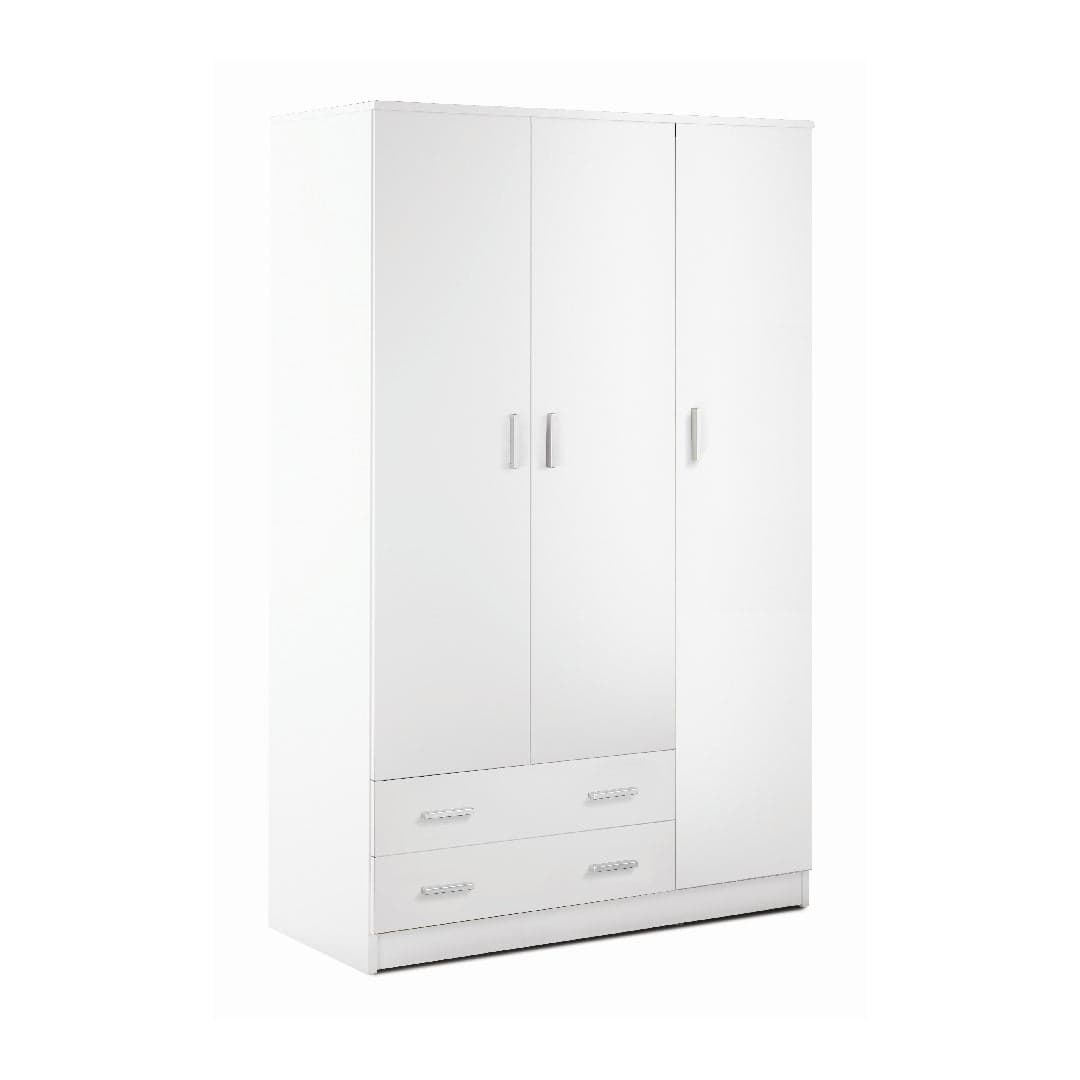 Armadio a 3 Ante e 2 Cassetti, barra portabiti e ripiani regolabili – 115 x 52 x 182 cm - 9