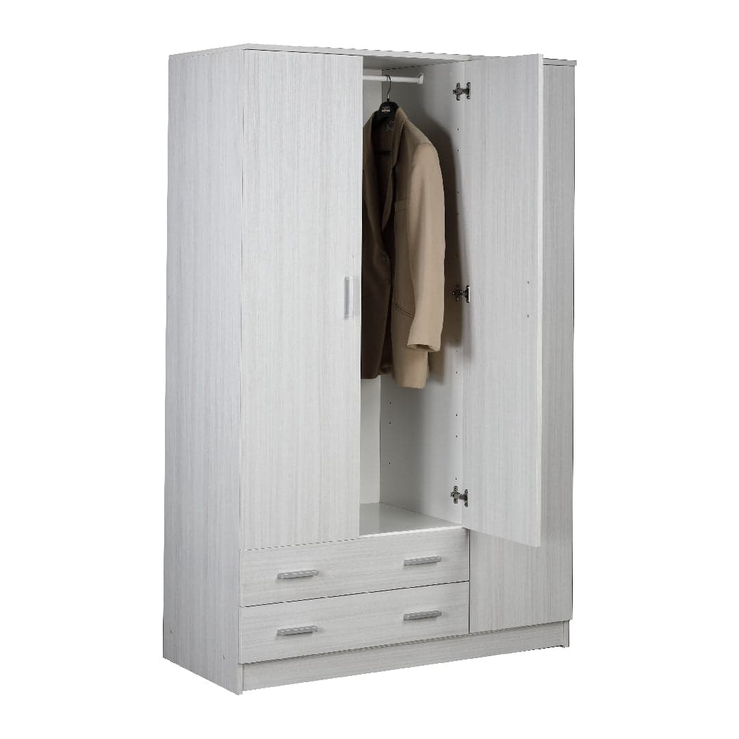 Armadio a 3 Ante e 2 Cassetti, barra portabiti e ripiani regolabili – 115 x 52 x 182 cm - 3