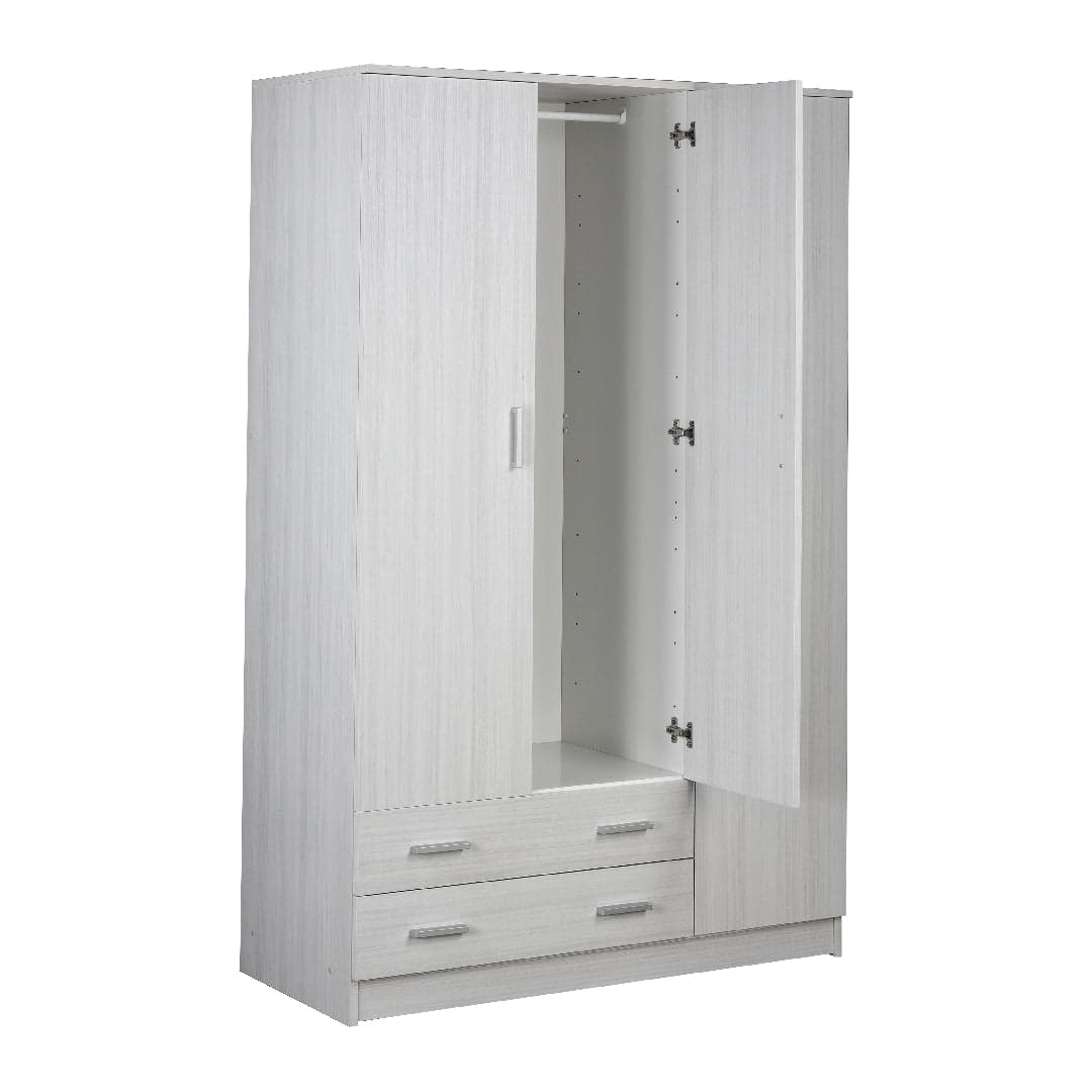 Armadio a 3 Ante e 2 Cassetti, barra portabiti e ripiani regolabili – 115 x 52 x 182 cm - 4