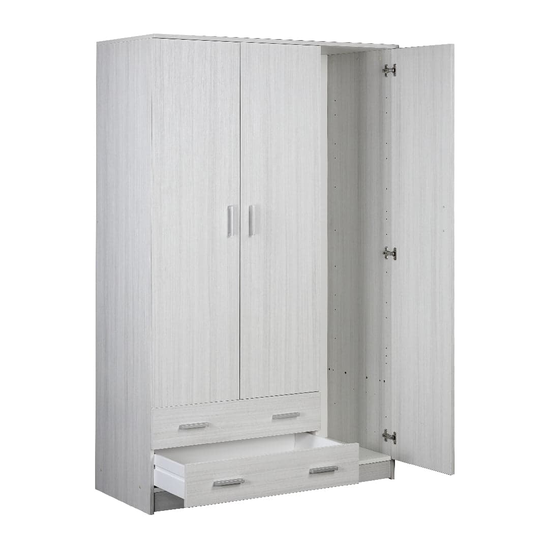 Armadio a 3 Ante e 2 Cassetti, barra portabiti e ripiani regolabili – 115 x 52 x 182 cm - 5