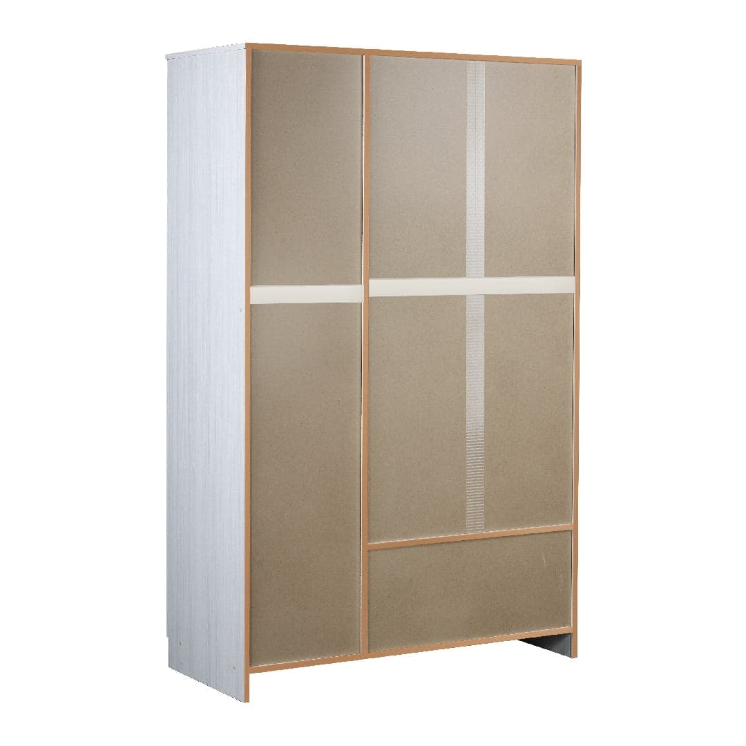 Armadio a 3 Ante e 2 Cassetti, barra portabiti e ripiani regolabili, in pannello nobilitato – 115 x 52 x 182 cm - 7