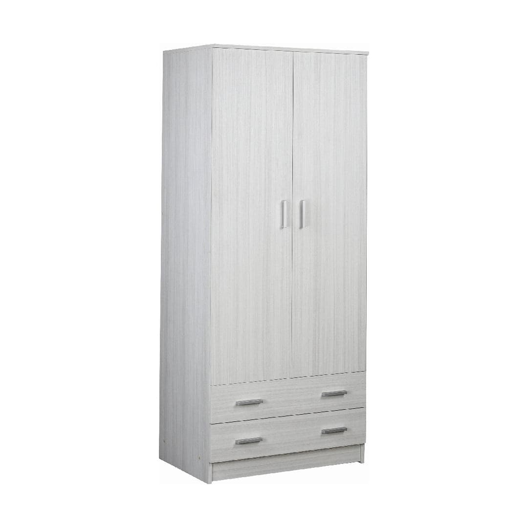 Armadio a 2 Ante e 2 Cassetti in kit con Barra Portabiti in Pannello Nobilitato – 77 x 52 x 182 cm - 2