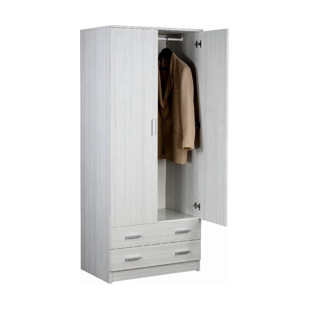 Armadio a 2 Ante e 2 Cassetti in kit con Barra Portabiti in Pannello Nobilitato – 77 x 52 x 182 cm - 6