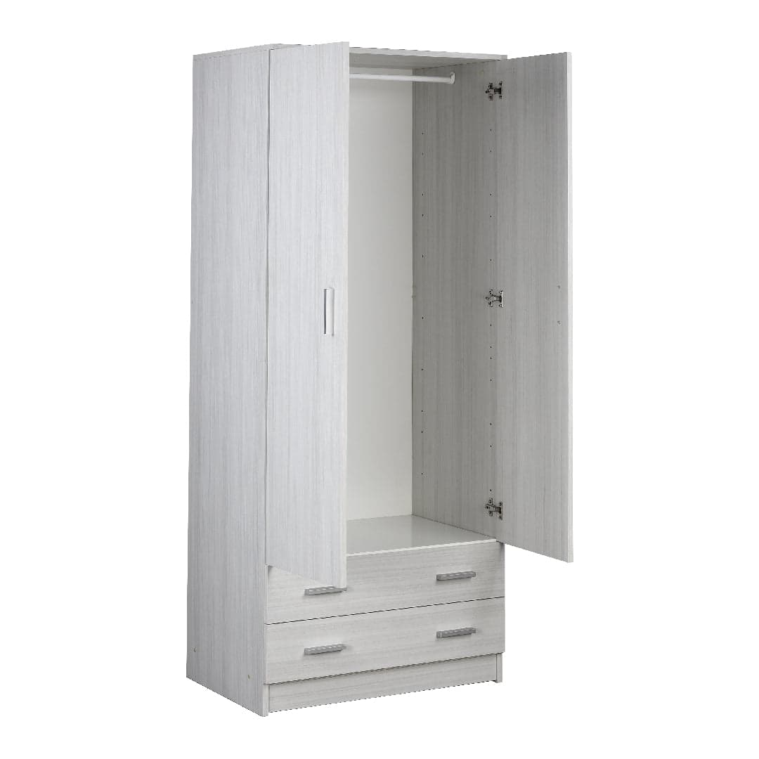 Armadio a 2 Ante e 2 Cassetti in Pannello Nobilitato con Barra Portabiti – 77 x 52 x 182 cm - 5